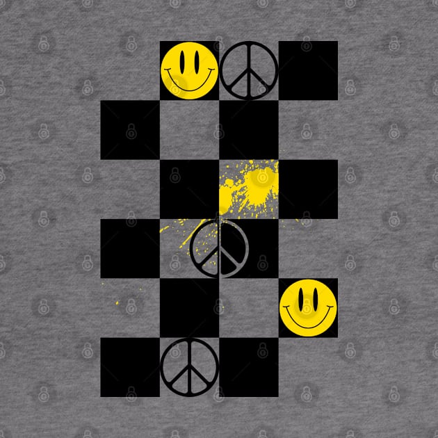Checkered Smiley Face & Peace Sign by gnomeapple
